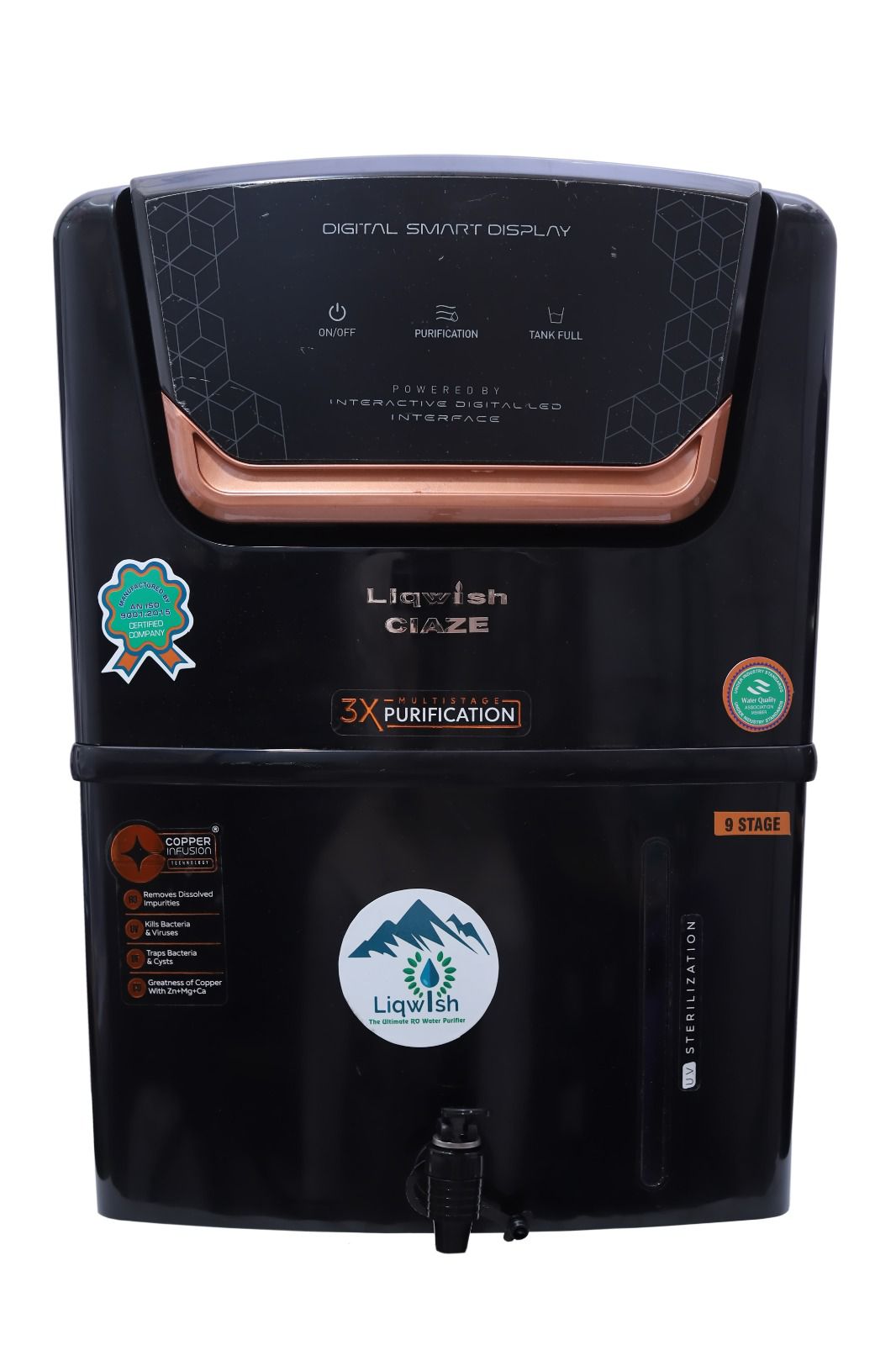 Liqwish CIAZE Copper+ Mineral RO Water Purifier – 9 Stage Digital Smart Purification System